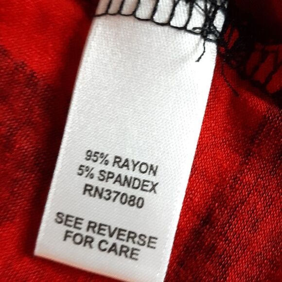 Cato  Womans Red  Black Print Long SleeveTop M - Picture 6 of 9